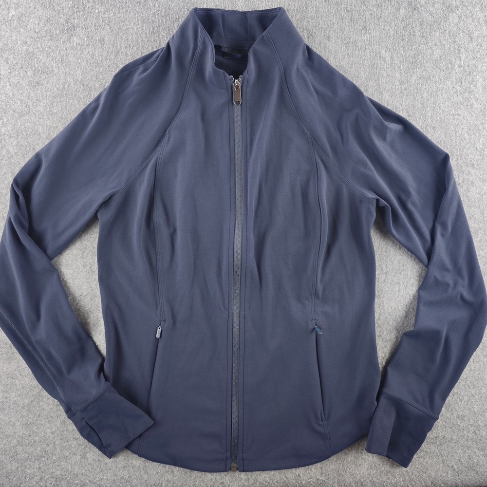Athleta Salutation Jacket Womens Medium Navy Blue Full Zip Yoga Activewear